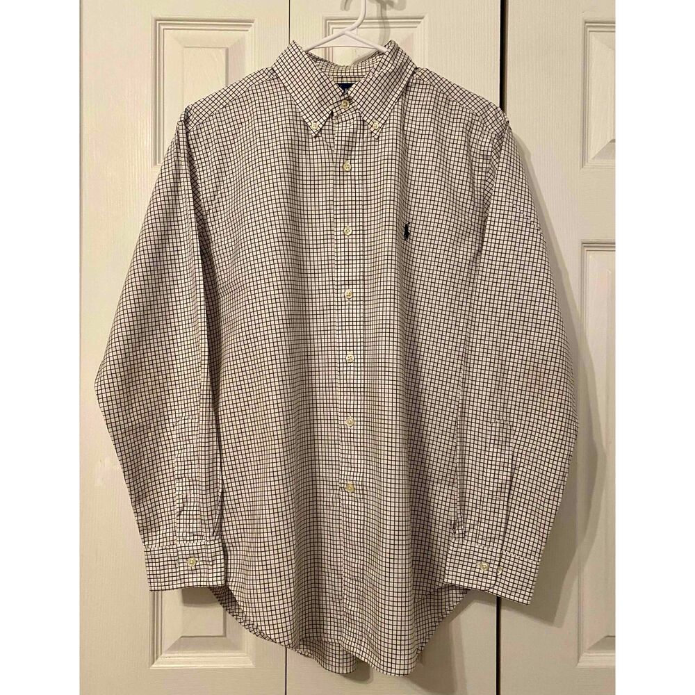 Ralph Lauren Mens Checkered Button Down Long Sleeve Shirt Size 15 1/2 32/33